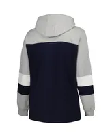 Women's Navy Penn State Nittany Lions Plus Size Color-Block Pullover Hoodie