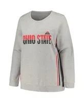 Women's Profile Heather Gray Ohio State Buckeyes Plus Side Stripe Pullover Sweatshirt