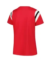 Women's Profile Scarlet Ohio State Buckeyes Plus Striped Tailgate Crew Neck T-shirt