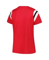 Women's Profile Scarlet Ohio State Buckeyes Plus Size Striped Tailgate Crew Neck T-shirt