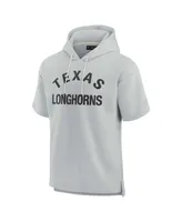 Men's and Women's Fanatics Signature Gray Texas Longhorns Super Soft Fleece Short Sleeve Pullover Hoodie