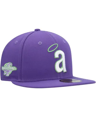 Men's New Era Purple California Angels Cooperstown Collection Lime Side Patch 59FIFTY Fitted Hat