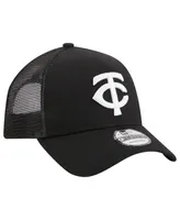 Men's New Era Black Minnesota Twins A-Frame 9FORTY Trucker Adjustable Hat