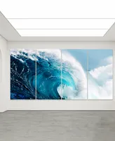 Empire Art Direct Blue Wave Abcd Frameless Free Floating Tempered Glass Panel Graphic Wall Art, 72" x 36" x 0.2" Each