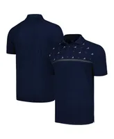 Men's LevelWear Navy Atlanta Braves Sector Batter Up Raglan Polo Shirt