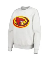 Women's Gameday Couture Heather Gray Iowa State Cyclones Chenille Patch Fleece Pullover Sweatshirt