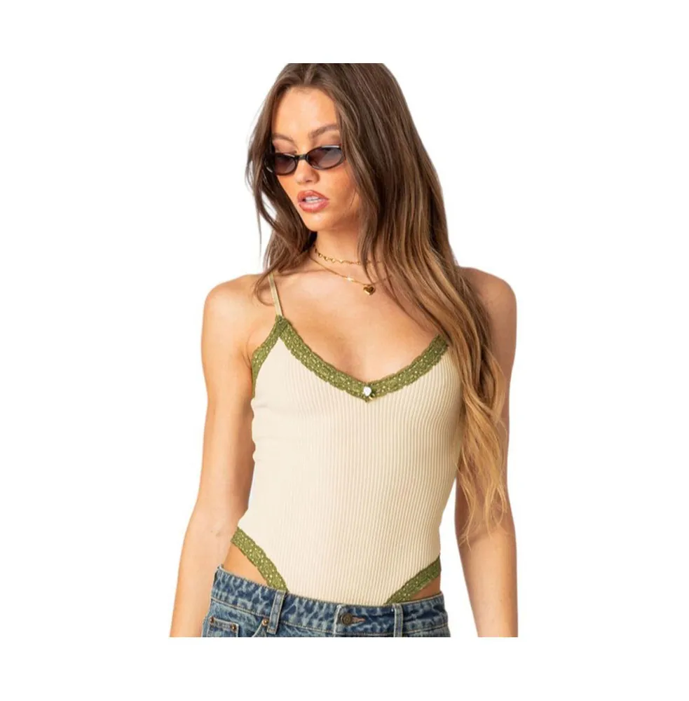 Vivie Ribbed Cut-Out Bodysuit