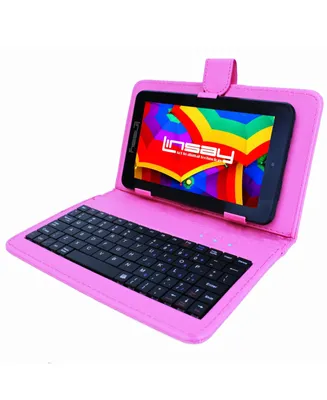 Linsay New 7" W-Fi Tablet with Pink Keyboard Case 64GB Android 13