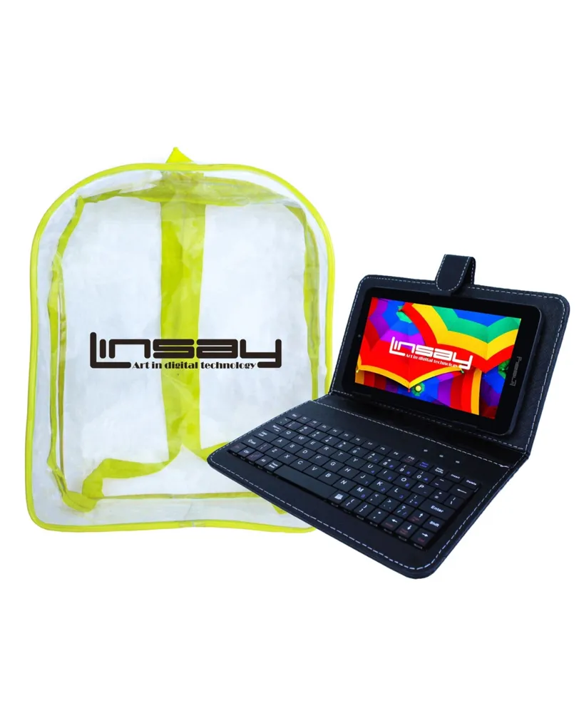Linsay New 7" Wi-Fi Tablet with Black Keyboard and Back pack with 64GB Newest Android 13