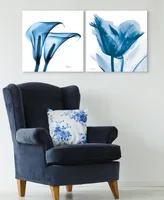 Empire Art Direct Lusty Blue Tulip Indigo Calla Lililes Frameless Free Floating Tempered Glass Panel Graphic Wall Art, 24" x 24" x 0.2" Each, Set of 2