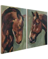 Empire Art Direct "Horse Portrait" Fine Giclee Printed Directly on Hand Finished Ash Wood Wall Art Set of 2, 36" x 24" x 1.5" Each