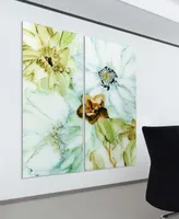 Empire Art Direct "Seaglass Garden I Ab" Frameless Free Floating Tempered Glass Panel Graphic Wall Art Set of 2, 72" x 36" x 0.2" Each - Multi