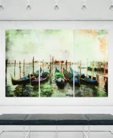 Empire Art Direct "Venice Gondolas Abc" Frameless Free Floating Tempered Glass Panel Graphic Wall Art Set of 3, 72" x 36" x 0.2" Each - Multi