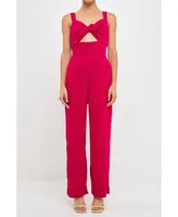 endless rose Women's Soft Touch Plisse Twist Jumpsuit