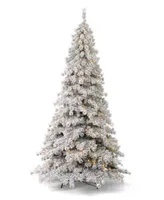 Seasonal Flocked Winter Fir 9' Pre-Lit Flocked Hard Needle Tree with Metal Stand 1198 Tips, 400 Warm Led, Remote, Ez-Connect, Storage Bag