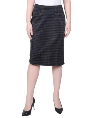 Ny Collection Petite Printed Knee Length Double Knit Skirt