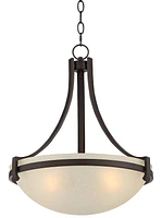Regency Hill Mallot Oil Rubbed Bronze Pendant Chandelier 20" Wide Champagne Crackle Glass Bowl Shade 4-Light Fixture for Dining Room House Foyer Entry