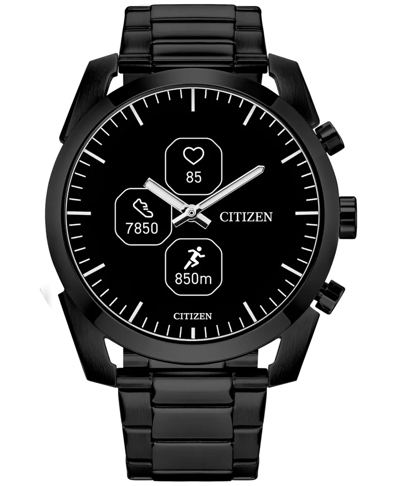 Citizen Men's Cz Smart Hybrid Sport Black-Tone Stainless Steel Bracelet Smart Watch 43mm