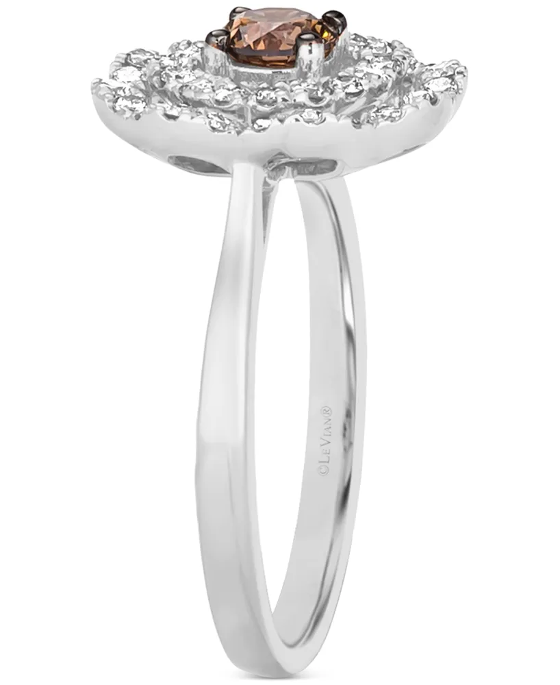 Le Vian Chocolate Diamond & Nude Diamond Flower Ring (3/4 ct. t.w.) in 14k White Gold