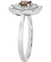 Le Vian Chocolate Diamond & Nude Diamond Flower Ring (3/4 ct. t.w.) in 14k White Gold