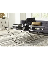 Aria 41" Smoked Glass and Polished Stainless Steel Coffee Table