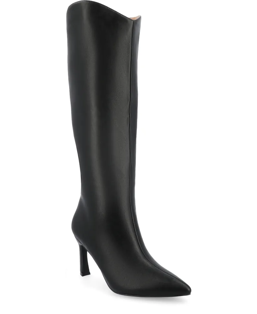 Journee Collection Women's Rehela Pointed Toe Stiletto Knee High Dress Boots