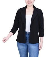 Ny Collection Petite 3/4 Sleeve Knit Ottoman Blazer