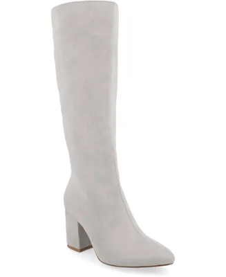 Journee Collection Women's Ameylia Wide Width Calf Block Heel Knee High Boots