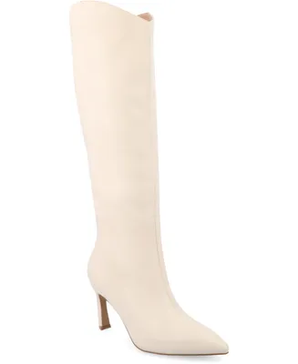 Journee Collection Women's Rehela Pointed Toe Stiletto Knee High Dress Boots