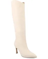 Journee Collection Women's Rehela Pointed Toe Stiletto Knee High Dress Boots