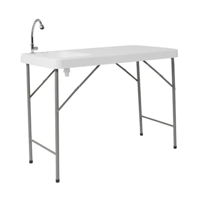 Emma+Oliver 4-Foot Portable Fish Cleaning Table / Outdoor Camping Table And Sink