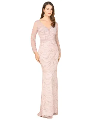 Lara Women's Long Sleeve Lace Fitted Gown