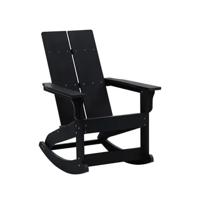 Merrick Lane Wellington Uv Treated All-Weather Polyresin Adirondack Rocking Chair For Patio, Sunroom, Deck And More