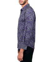 Society of Threads Men's Regular-Fit Non-Iron Performance Stretch Paisley Button-Down Shirt