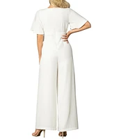 Women's Karina Crepe Wide-Leg White Jumpsuit