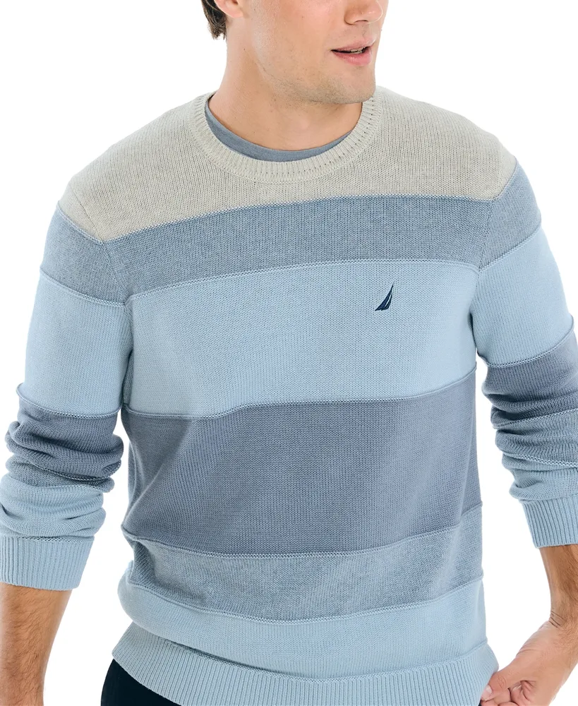 Nautica Men's Striped Long Sleeve Crewneck Sweater