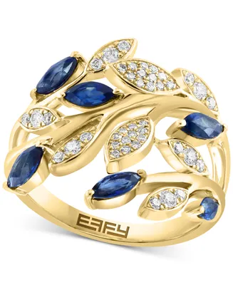 Effy Sapphire (3/4 ct. t.w.) & Diamond (1/4 ct. t.w.) Vine Ring in 14k Gold