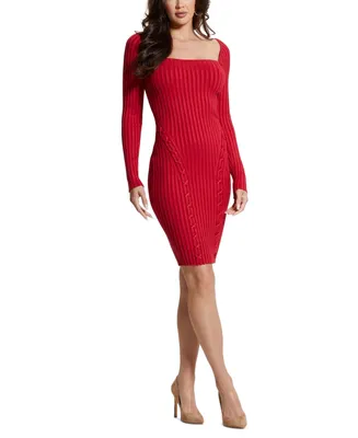 Guess Women's Long-Sleeve Ribbed Lace-Up Sonoma Dress