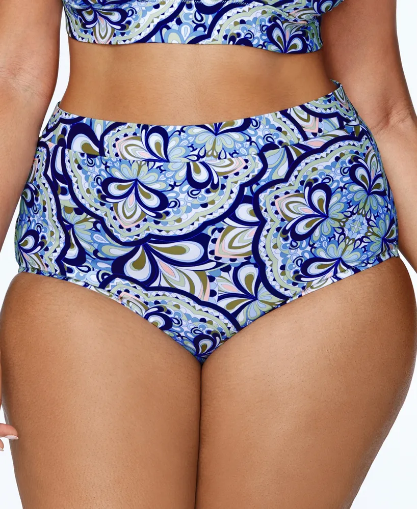 Plus Size High Waisted Tummy Control Swim Bottoms