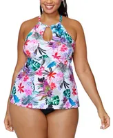 Raisins Curve Trendy Plus Size Rosalie Printed Tankini Top Bottoms