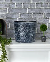 Nearly Natural 11.5" Embossed Tin Bucket with Pebble Pattern