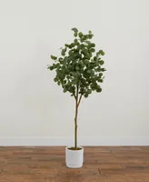 Nearly Natural 72" Artificial Eucalyptus Tree with Decorative Planter