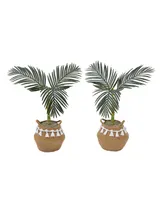 Nearly Natural 36" Artificial Cane Palm Tree with Handmade Jute Cotton Basket with Tassels Diy Kit Set of 2