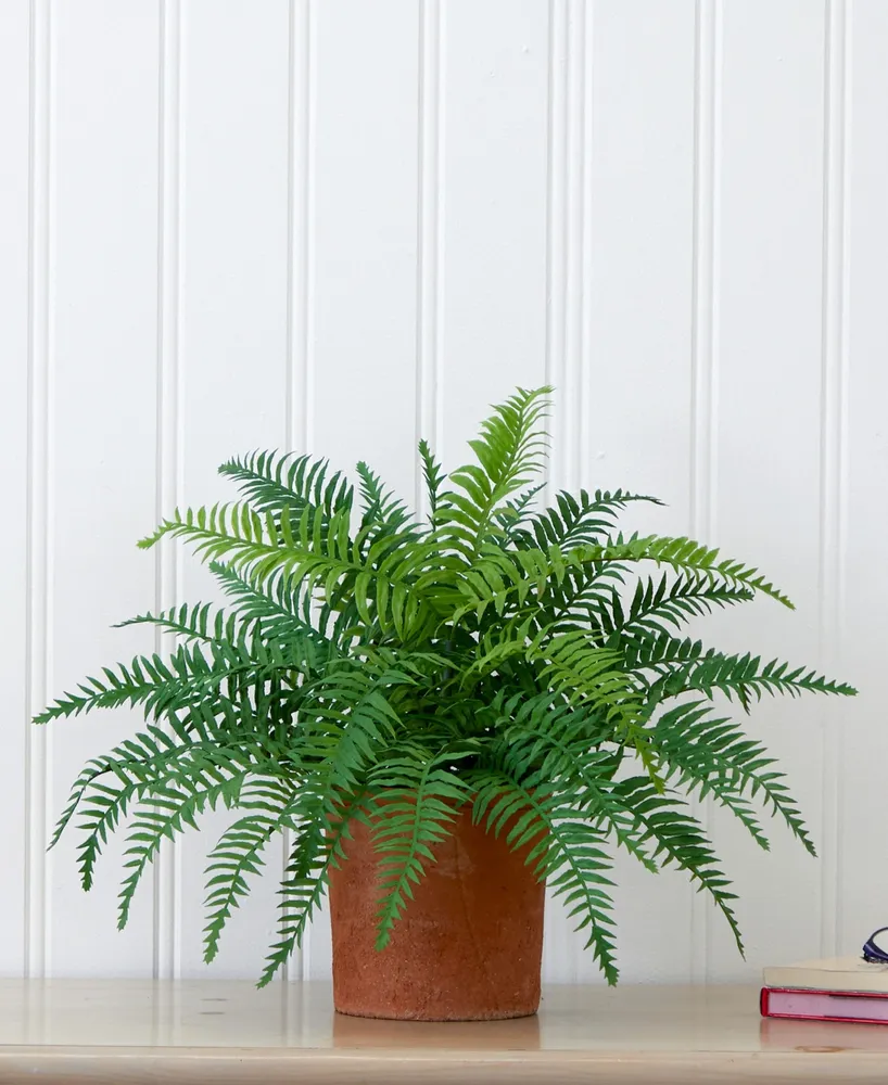 Nearly Natural 22" Artificial Fern Plant in Decorative Planter