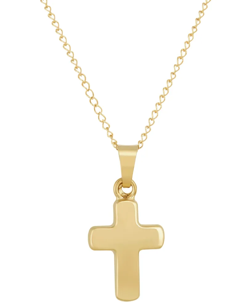 Rounded Cross, Children's Necklace for Boys - 14K White Gold