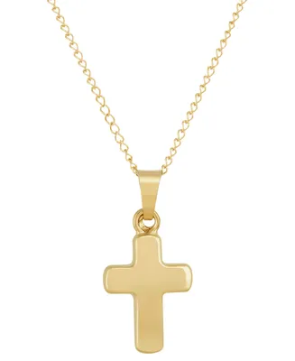 Children's Polished Tiny Cross 13" Pendant Necklace in 14k Gold