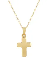 Children's Polished Tiny Cross 13" Pendant Necklace in 14k Gold