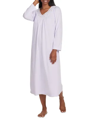 Miss Elaine Women's Long-Sleeve Lace-Trim Nightgown