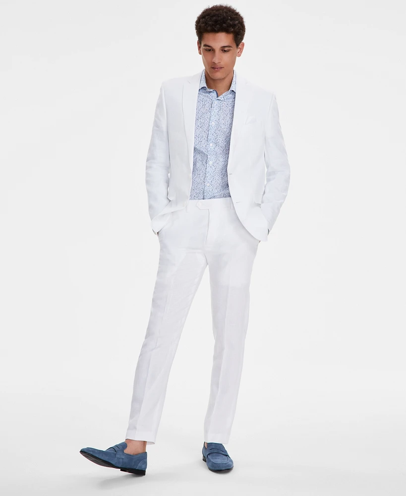 Bar Iii Men's Slim-Fit White 100% Linen Suit Jacket, Created for Macy's