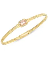 Morganite (1/2 ct. t.w.) & White Topaz (1/5 ct. t.w.) Weave Link Bangle Bracelet in 14k Gold-Plated Sterling Silver
